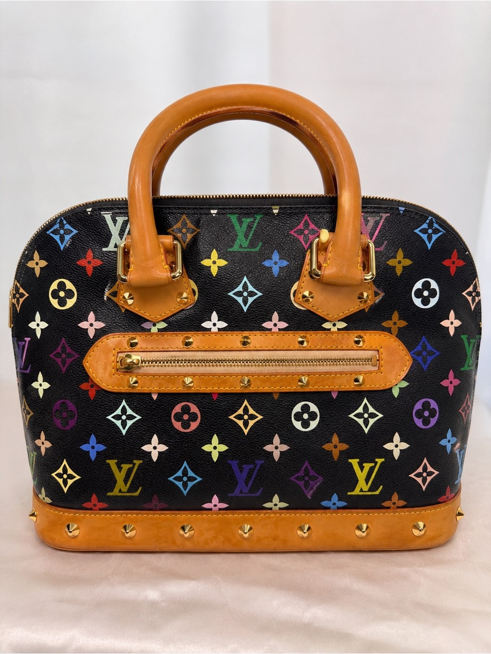 Louis Vuitton Multicolore Alma PM Black Murakami Monogram Studded Handbag